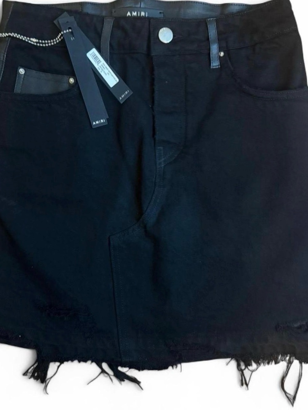 AMIRI Black Distressed Denim Jean Shorts